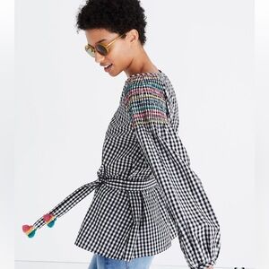 Madewell Smocked Gingham Top
